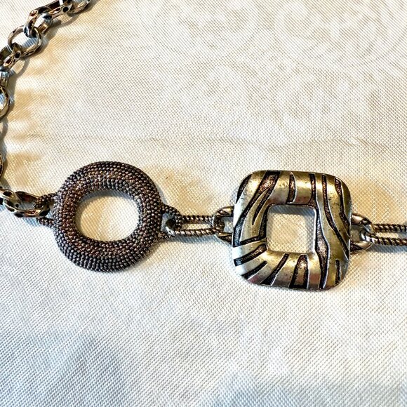 Women’s Vintage Silver Antiqued Metal Chain Belt - M/L - Picture 3 of 10